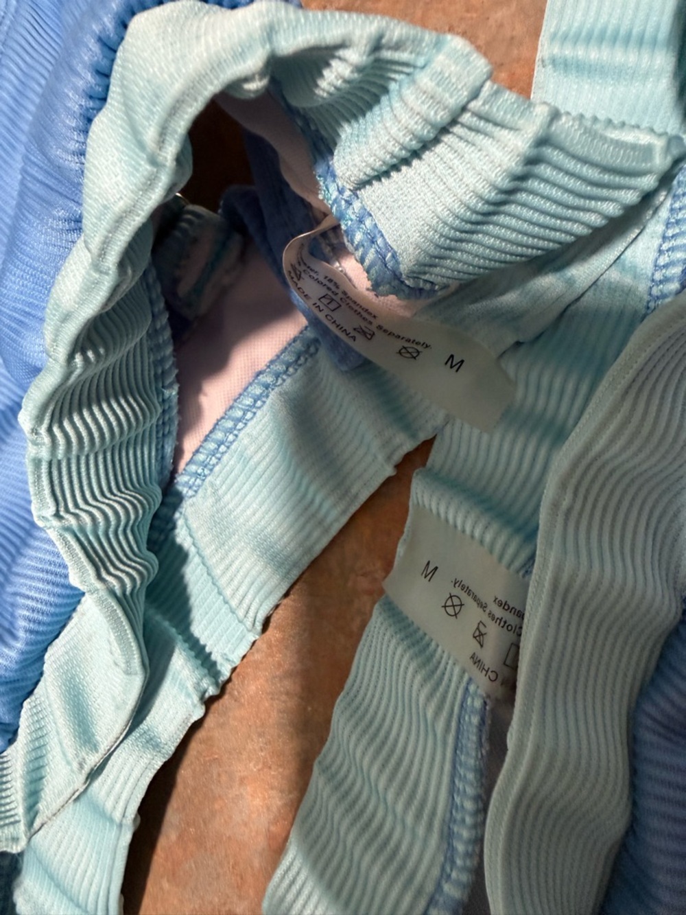 SHEIN Blue Two-Tone Ribbed Bikini Set - Picture 3 of 4